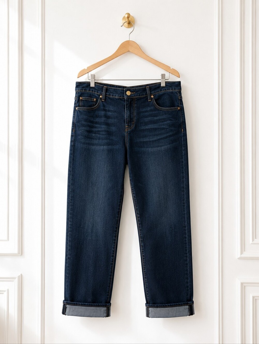 Kut from the Kloth Catherine Boyfriend Jeans Size 12 | Dark Wash Cuffed Stretch - Picture 6 of 9